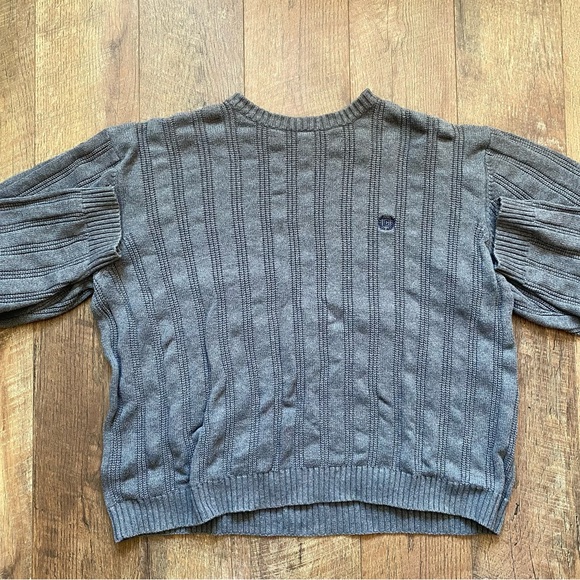 Chaps Blue Gray Crewneck Sweater with Knitted Texture and Relaxed Fit - Picture 2 of 5